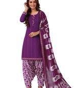 Purple printed cotton salwar