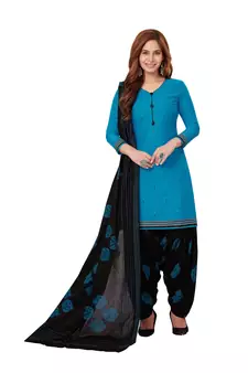 Blue printed cotton salwar