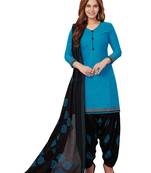 Blue printed cotton salwar