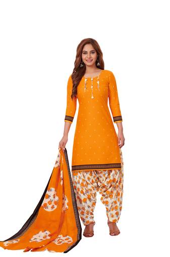 Yellow printed cotton salwar