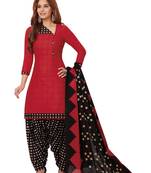 Red printed cotton salwar