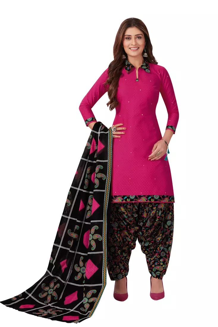 Pink printed cotton salwar
