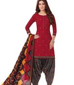 Red printed cotton salwar