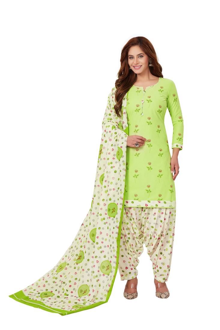Green printed cotton salwar