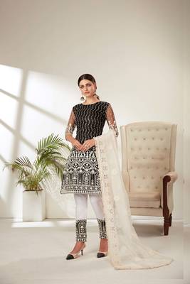 Black embroidered net salwar 1