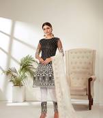 Black embroidered net salwar