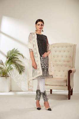 Black embroidered net salwar 3