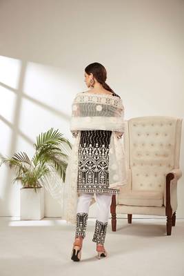 Black embroidered net salwar 4