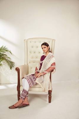 Magenta embroidered net salwar 3