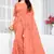 Peach embroidered net saree with blouse
