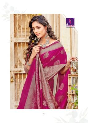 Pink woven art silk sarees saree with blouse 2