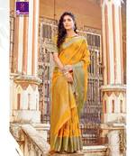 Yellow woven art silk sarees saree with blouse