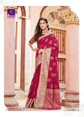 Red woven art silk sarees saree with blouse 1