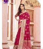 Red woven art silk sarees saree with blouse