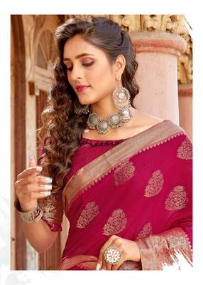 Red woven art silk sarees saree with blouse 2