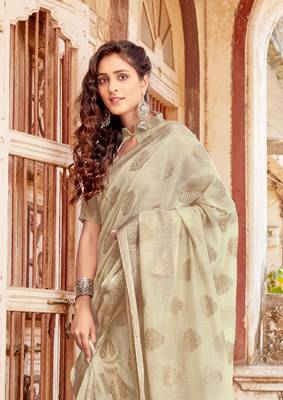 Off white woven art silk sarees saree with blouse 2