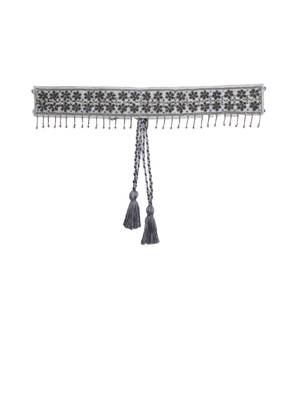Anekaant Grey & Black Floral Beaded Cotton Handmade Belt 1