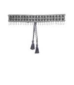 Anekaant Grey & Black Floral Beaded Cotton Handmade Belt