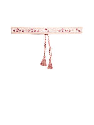 Pastel Pink & Multi Floral Sequined Cotton Belt 1