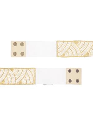 Anekaant White & Gold Chevron Beaded Cotton Belt 3