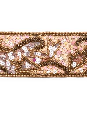 Antique Gold & Multi Abstract Sequined Cotton Belt 3