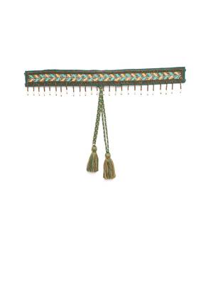 Anekaant Dark Green & Multi Geometric Design Beaded Cotton Belt 1