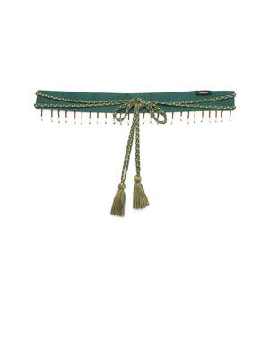 Anekaant Dark Green & Multi Geometric Design Beaded Cotton Belt 2