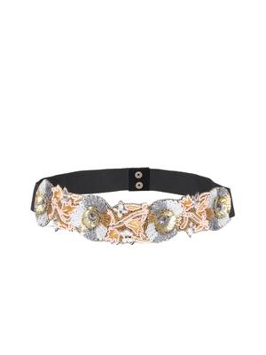 Anekaant Peach & Gold Floral Sequined Velvet Belt 1