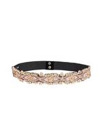 Anekaant Pink & Gold Ogee Beaded Velvet Belt