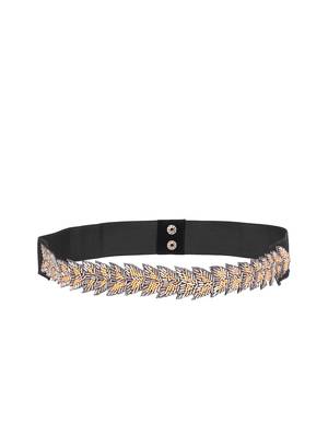 Grey & Multi Botanical Beaded Velvet Belt 1