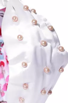 White & Gold Beaded Satin Hair Band