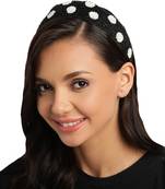 Black & White Beaded Faux Silk Hair Band