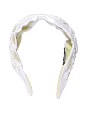 Anekaant White & Gold Harlequin Embellished Satin Hair Band 3