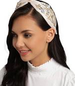 Anekaant Off-White & Multi Floral Embellished Satin Hair Band