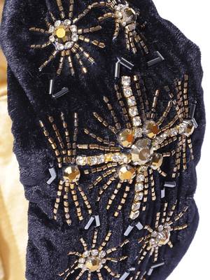 Dark Navy & Gold Medallion Embellished Velvet Hair Band 3