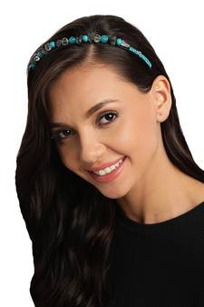 Turquoise & Multi Mosaic Metal Hair Band