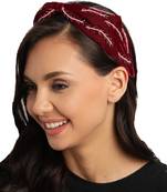 Wine & Multi Botanical Embellished Velvet Hair Band