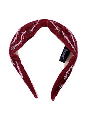 Wine & Multi Botanical Embellished Velvet Hair Band 3