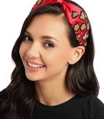Red & Multi Leapord Embellished Satin Hair Band