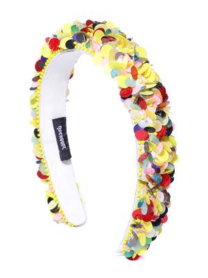 Yellow & Multi Embellished Cotton Hair Band 2