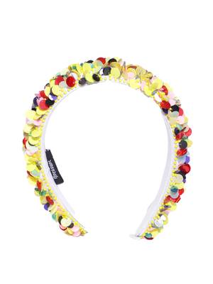 Yellow & Multi Embellished Cotton Hair Band 3