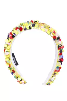 Yellow & Multi Embellished Cotton Hair Band