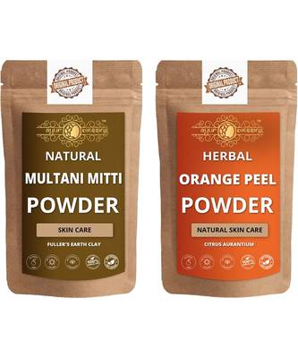 Multani Mitti and Orange Peel Powder Skin Care Products Combo  Face Pack  Skin Care (100 Gram * 2) 1
