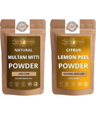 Multani Mitti and Lemon Peel Powder Skin Care Products Combo  Face Pack  Skin Care (100 Gram * 2) 1