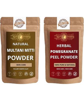 Multani Mitti and Pomegranate Peel Powder Skin Care Products Combo  Face Pack  Skin Care (100 Gram * 2) 1