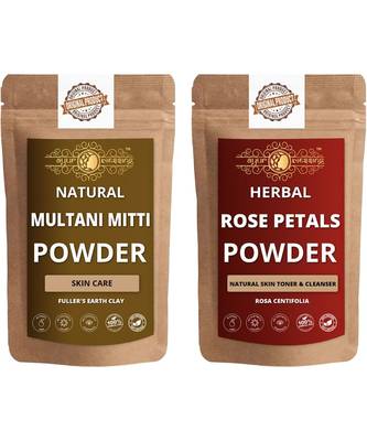 Multani Mitti and Rose Petals Powder Skin Care Products Combo  Face Pack  Skin Care (100 Gram * 2) 1