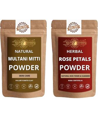 Multani Mitti and Hibiscus Powder Skin Care Products Combo  Face Pack  Skin Care (100 Gram * 2) 1