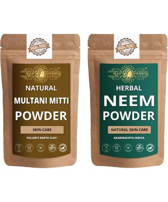 Multani Mitti and Neem Powder Skin Care Products Combo  Face Pack  Skin Care (100 Gram * 2) 1
