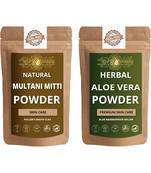 Multani Mitti and Aloe Vera Leaf Powder Skin Care Products Combo  Face Pack  Skin Care (100 Gram * 2)