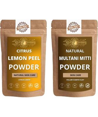 Lemon Peel and Multani Mitti Powder Skin Care Products Combo  Face Pack  Skin Care (100 Gram * 2) 1